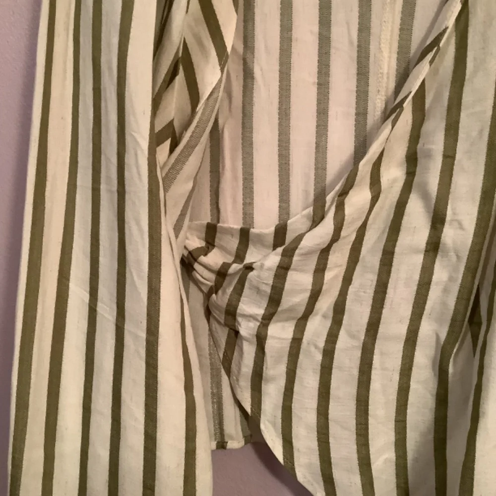 Topshop Nordstrom’s Wrap Style With Bold Stripes Long Sleeve Wrap Top - Picture 3 of 10